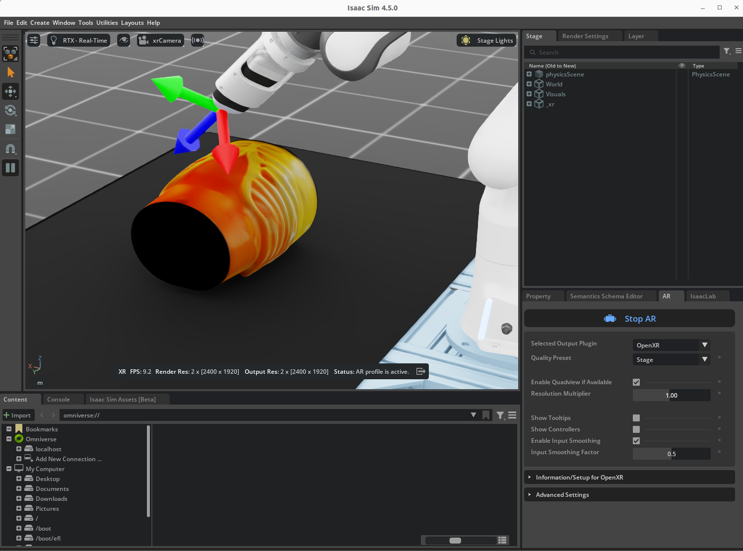 Sample Scene with AR Running